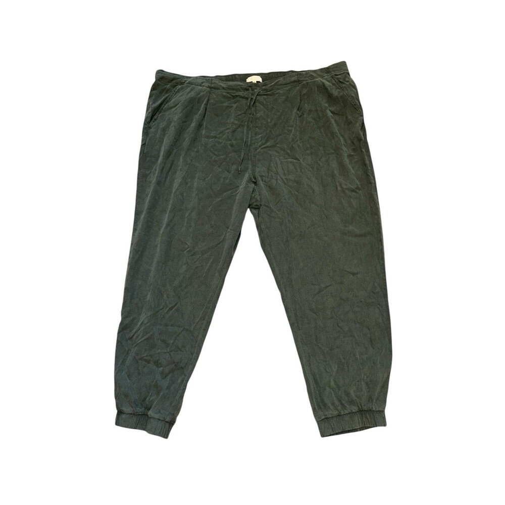 Side Stitch Womens 3x Plus Green Lyocell Joggers‎ Pants Cropped